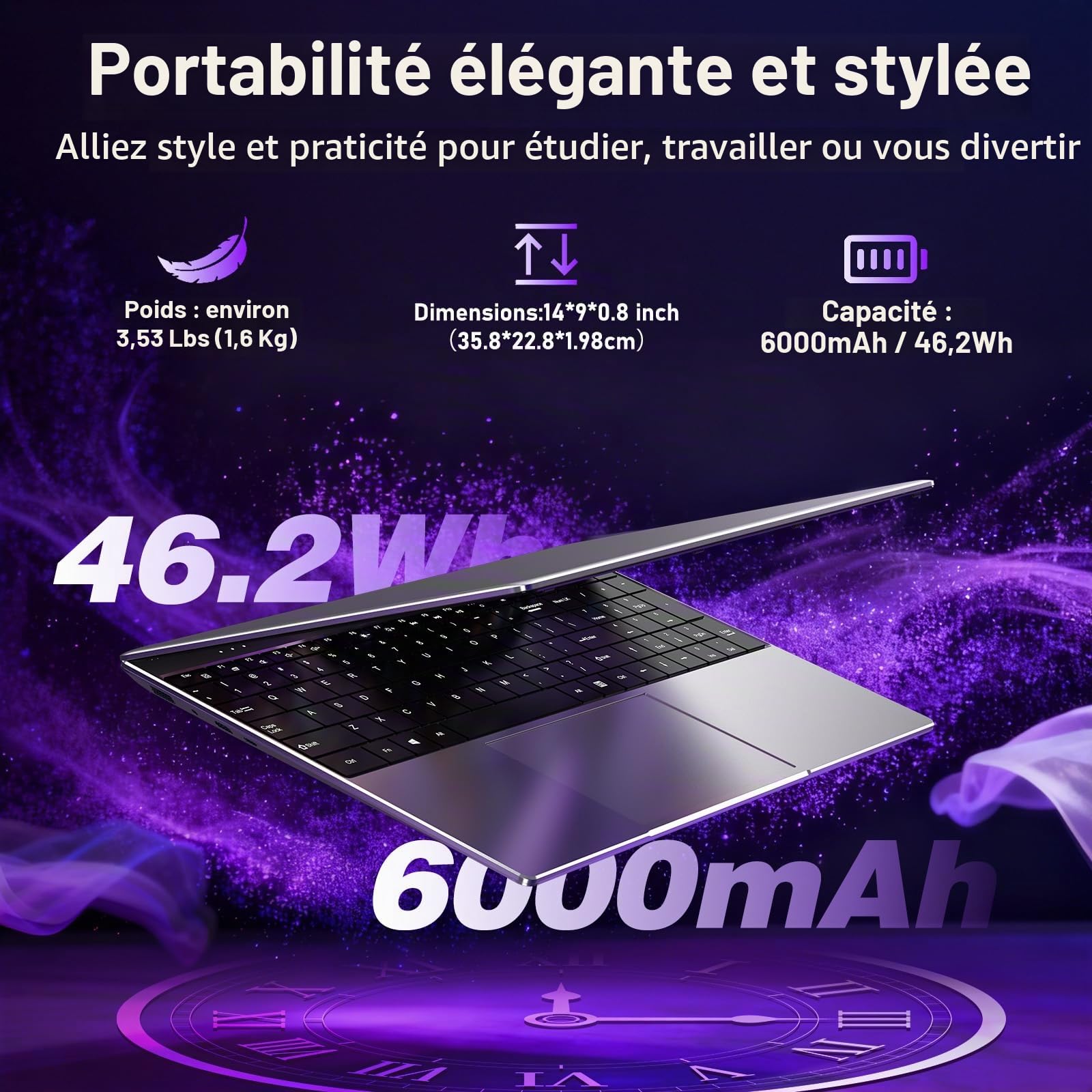 FUNYET Ordinateur Portable,2026 Portable da 15,6 pollici,16 GB di RAM, 1 TB di SSD,Core i7-7600U Laptop PC,IPS FHD 1920 * 1080 Notebook,5000 mAh,WiFi5,Tastiera retroilluminata