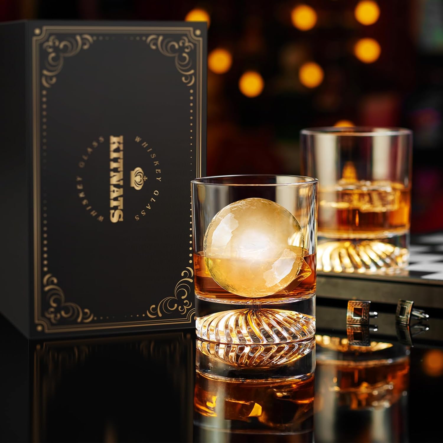 Hand Blown Crystal Old Fashioned Whiskey Glasses Rocks Glasses Drinking Cocktail Bourbon Scotch Rum Vodka Liquor 12 OZ - set of 2 Gifts for Men - Image 6