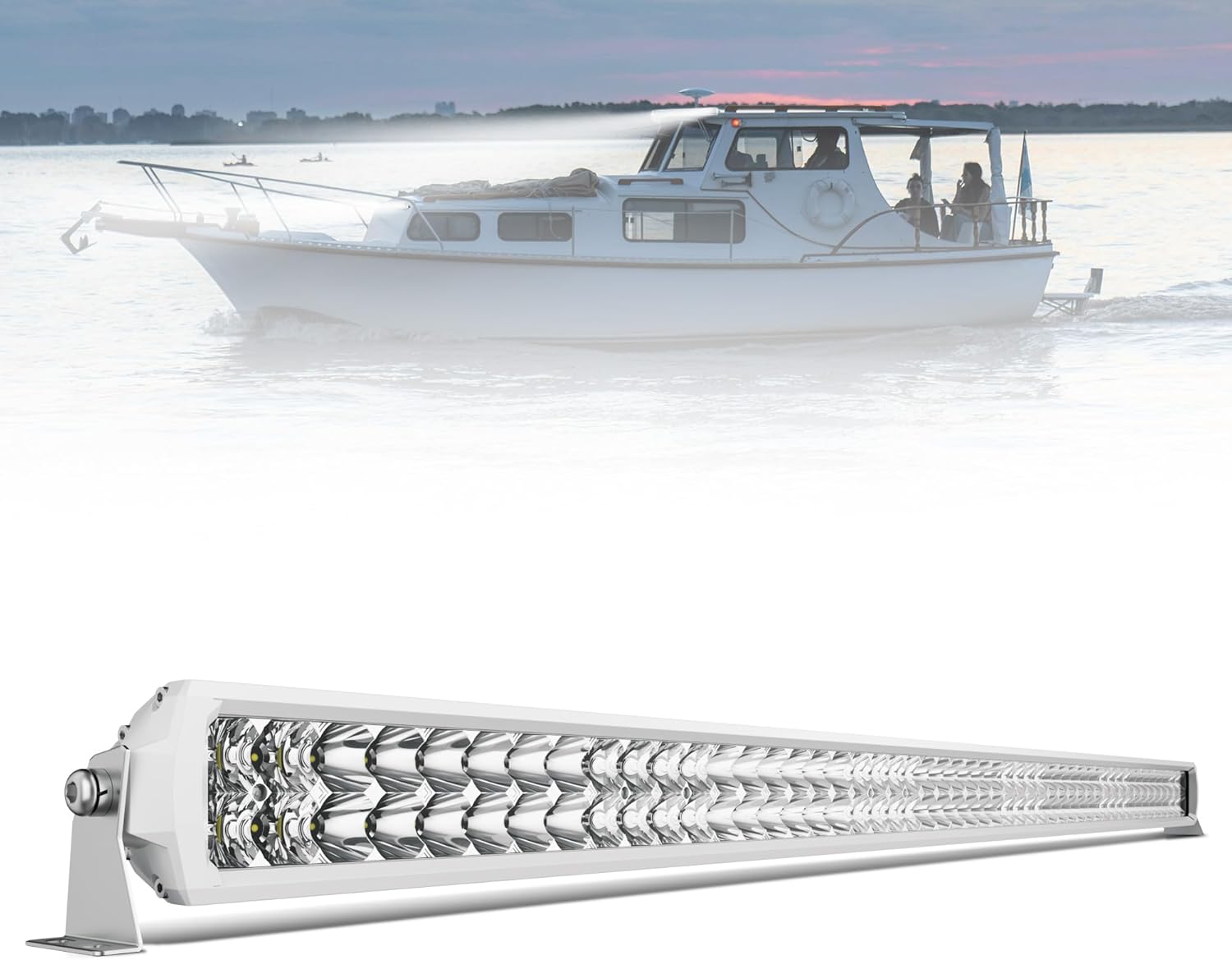 4WDKING 52 Inch LED Light bar, IP68&IP69K Waterproof Led Boat Light, White Dual Row Flood and Spot Combo Beam Off-Road Lights for Pickup 4x4 Truck ATV UTV Boat