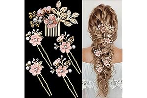 5 PCS Bridal Flower Wedding Hair Pins Cherry Blossom Crystal Pearl Hair...