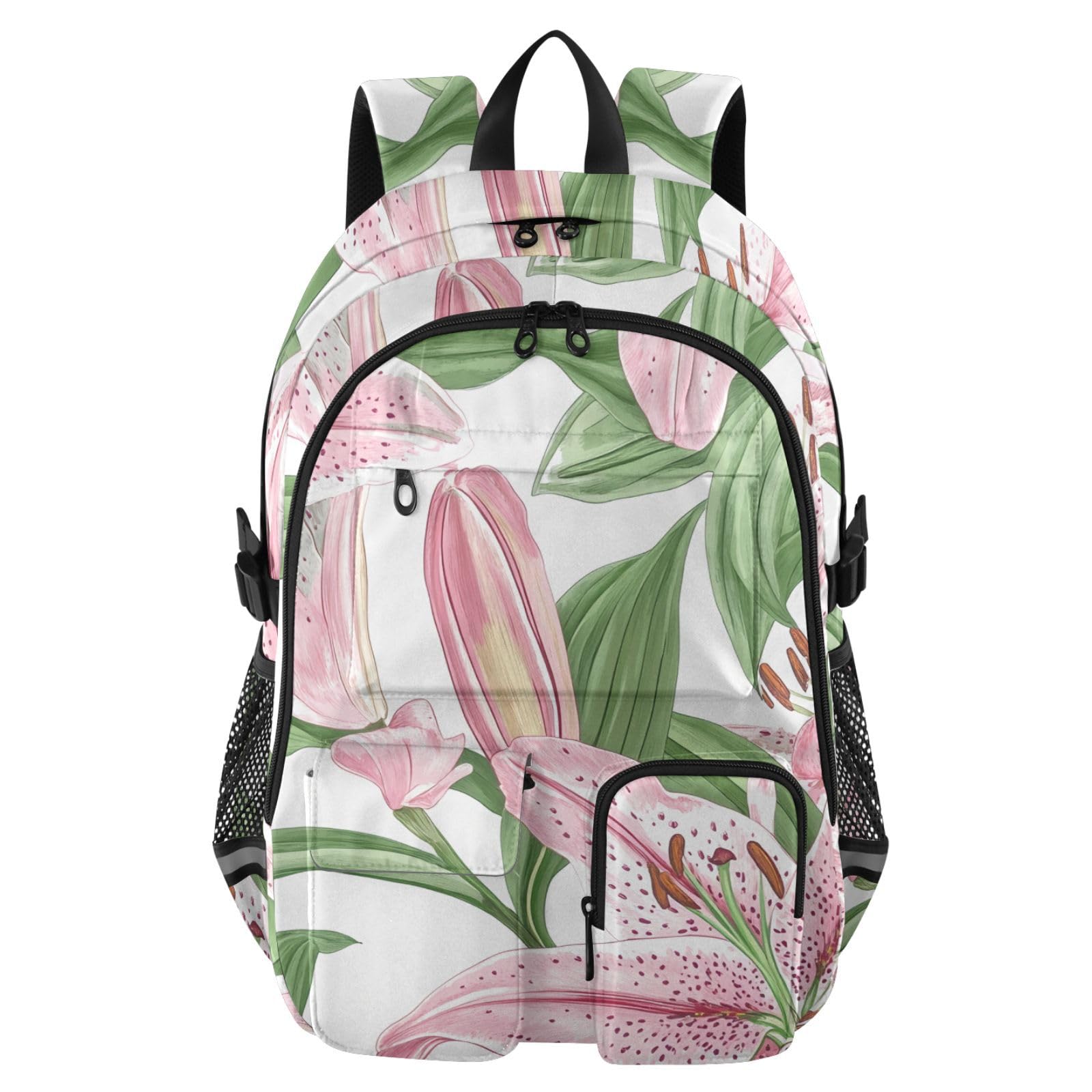 Mochila escolar rosa para portátil que alivia el peso en universidad y viajes largos 8