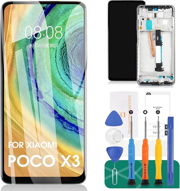 Pantalla LCD de repuesto para Xiaomi Poco X3, pantalla de repuesto para Xiaomi Poco X3 NFC, pantalla de repuesto para Xiaomi Poco X3 Pro, ensamblaje de pantalla táctil digitalizadora con marco