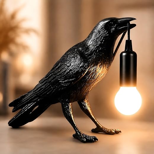 Crow Raven Table Lamp - Gothic Decor