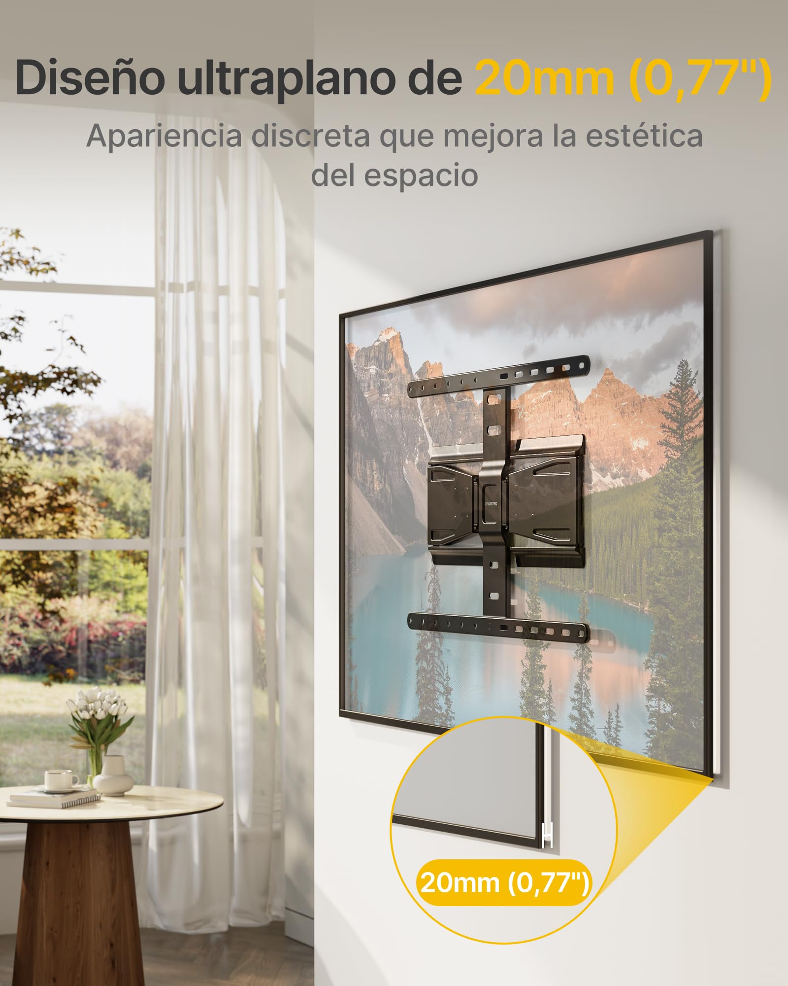 monTEK Soporte TV de Pared 37~75", VESA 800×400mm máx. Carga máx.50kg | Soporte De Televisor De Pared, Soporte De Pared, Ultra Delgado,Doble Brazo Articulado. InclinaciOn, Rotación