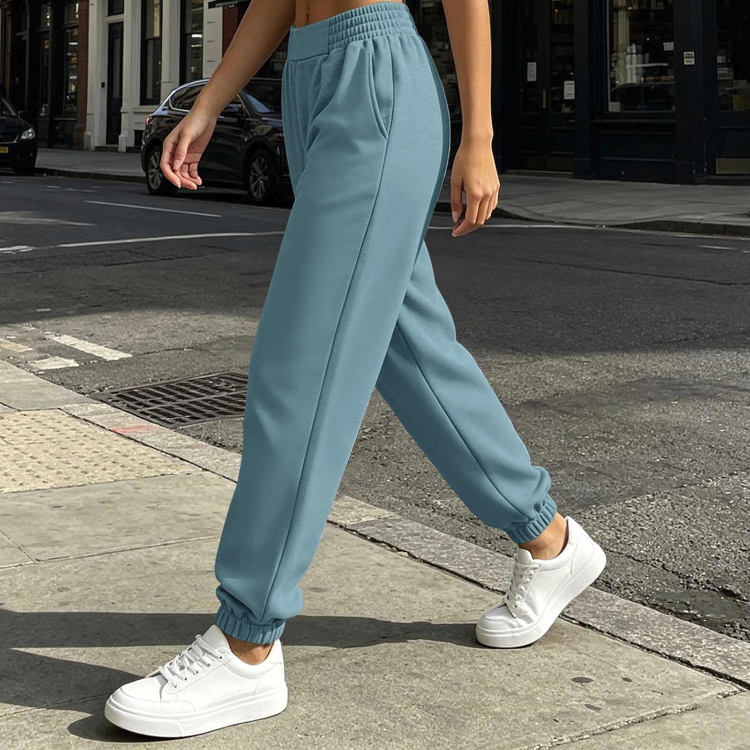 Women Baggy High Waist Sweatpants Comfy Workout Gym Joggers Pants Elastic Waist Fall Winter Fleece Lounge Bottoms