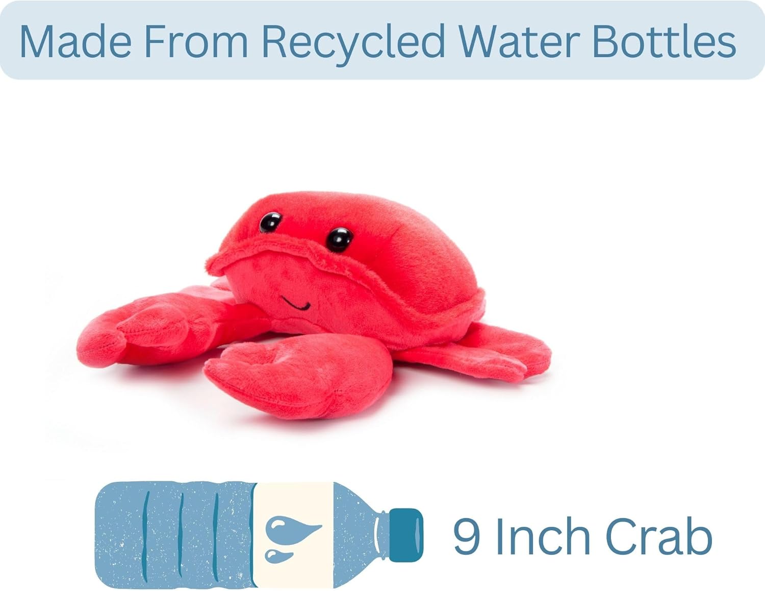 The Petting Zoo Crab Stuffed Animal Plushie Slap Bracelet, Gifts for Kids, Slapstix Sealife Animals, Crab Plush Toy, 10 inches