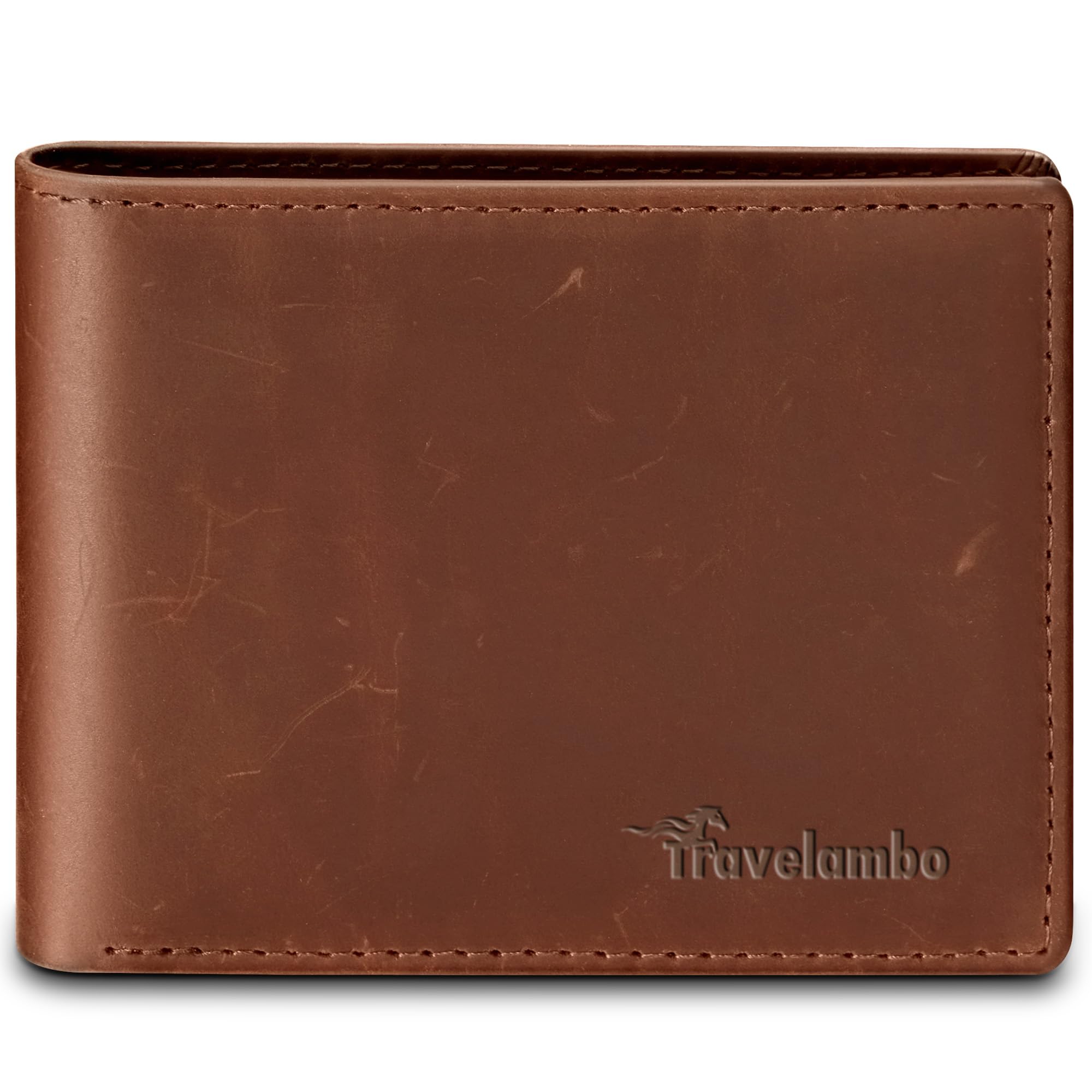 Travelambo Leather Wallet for Men, Slim Minimalist RFID Credit Card Holder