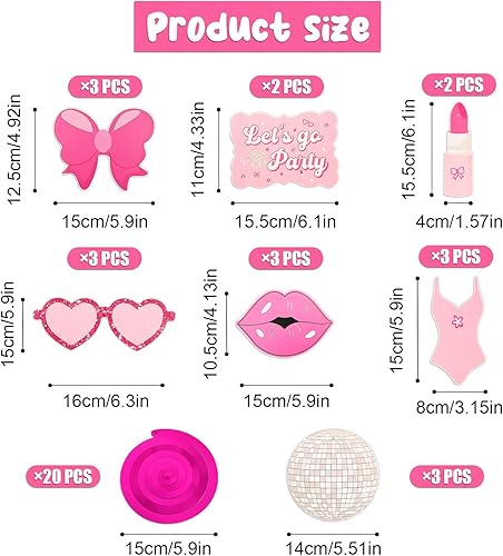 Miniatura 2 de 20 decoraciones de cumpleaños de princesa rosa, decoraciones de fiesta de cumpleaños para niñas, espirales colgantes de color rosa intenso,