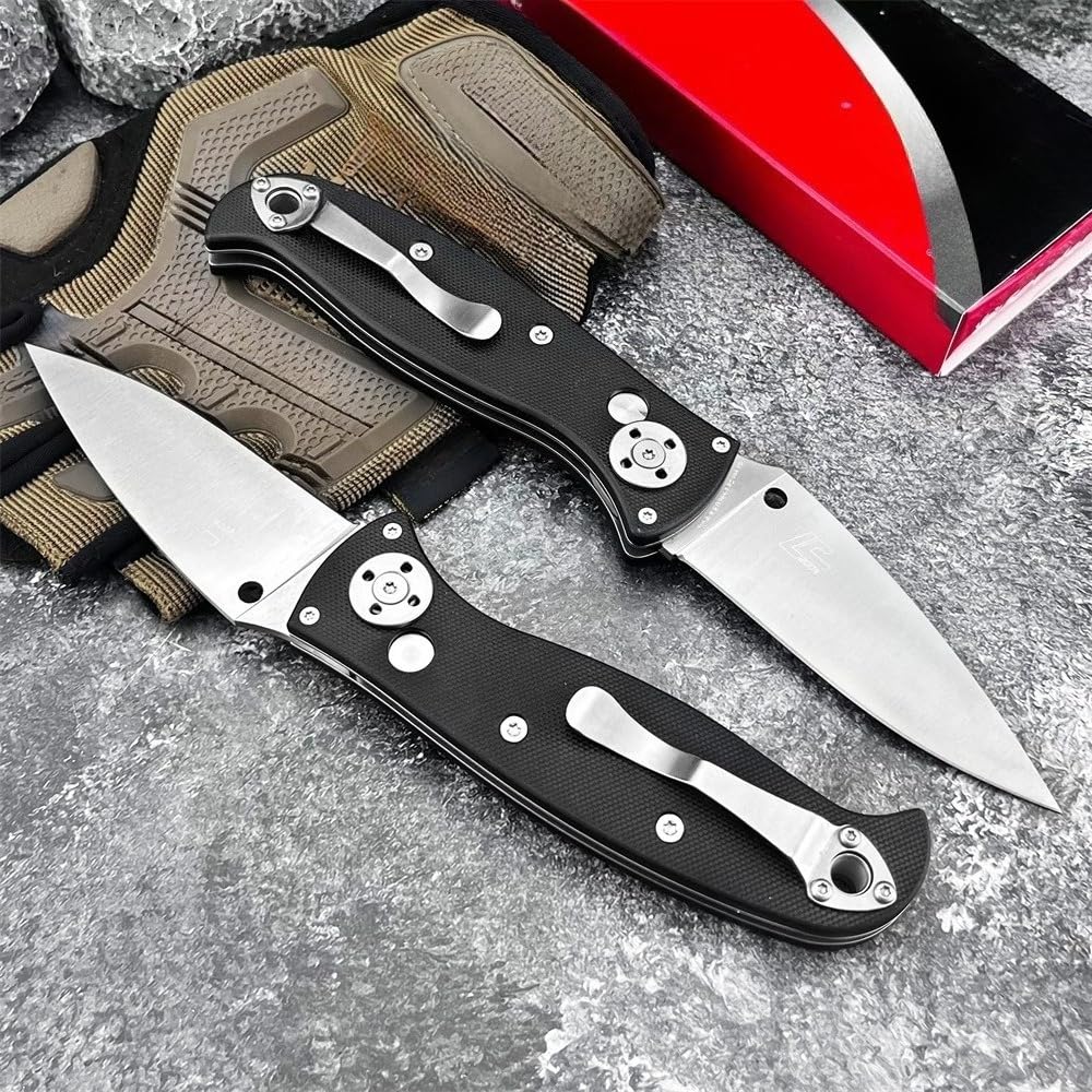 Generisch Klappmesser 21,3 cm mit D2 Stahl und G10 Griff Vollklinge oder Teilwellenschliff für Camping Wandern Reisen Freizeit und Outdoor Aktivitäten (Vollblatt)