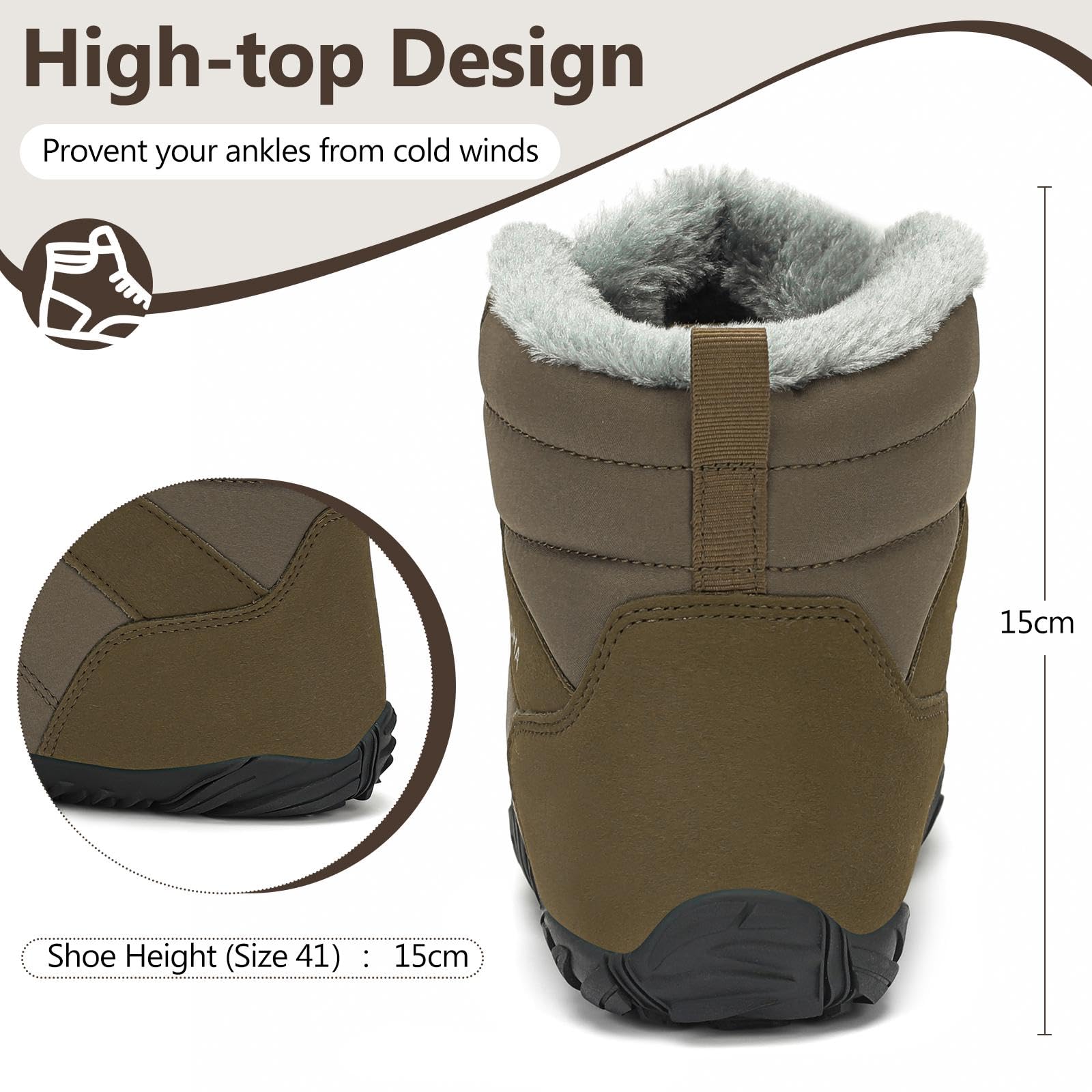 Mishansha Stivali Barefoot Invernali con Pianta Larga - Caldi Comode Antiscivolo, Unisex-Adulto