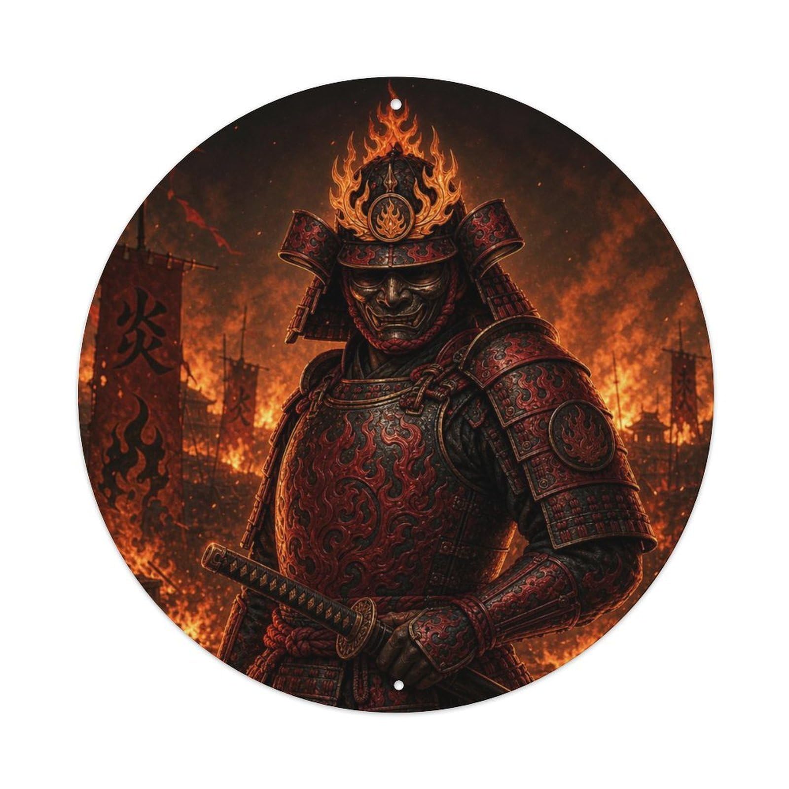 Okngb Style Crimson Sheathing Complete Ruby Fire Motion Blade Token Metal Tin Sign Plaque Wall Decor For Cafe, Man Cave, Club Bar, Office, Home Garden Round Metal Poster 8X8inch
