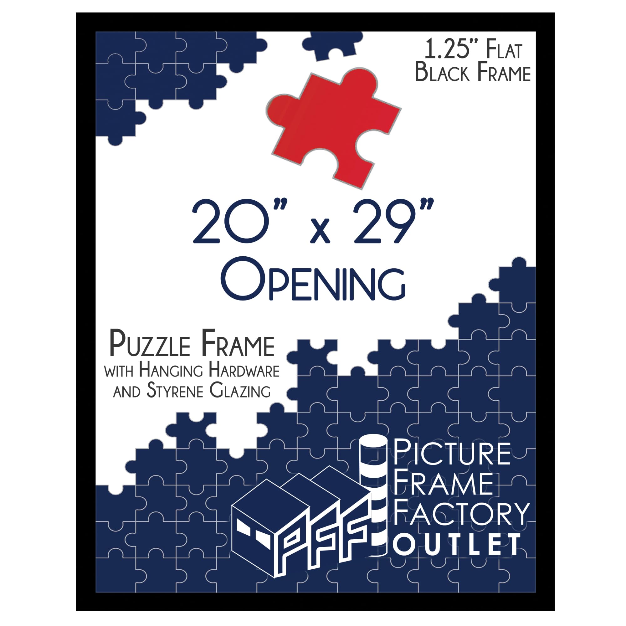 20x29 Puzzle Frame - Showcase Your Artwork and Puzzles with Elegance and Security - 1.25" Black MDF Frame, Hanging Hardware, and Protective Plexi Glass Included