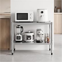 2-Layer Metal Shelves, Metal Storage Shelves, Heavy-Duty Shelf Units, Adjustable Storage Shelves with Metal Shelves