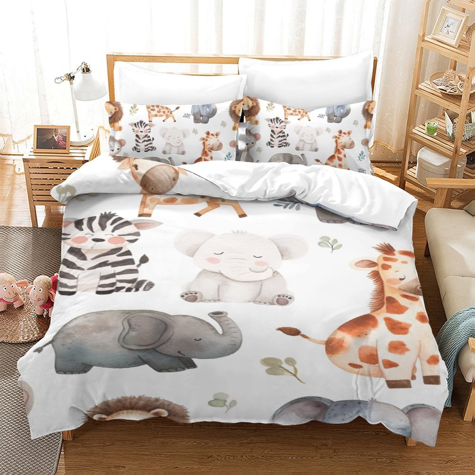 Housse de couette girafe 140x200 zippée pour enfiler votre couette facilement sans boutons