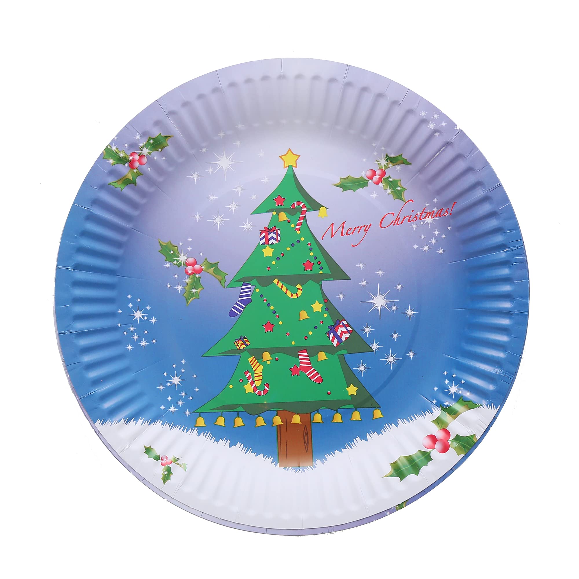 Christmas Tree Print Disposable Paper Plate 10pc Set 9inch Size