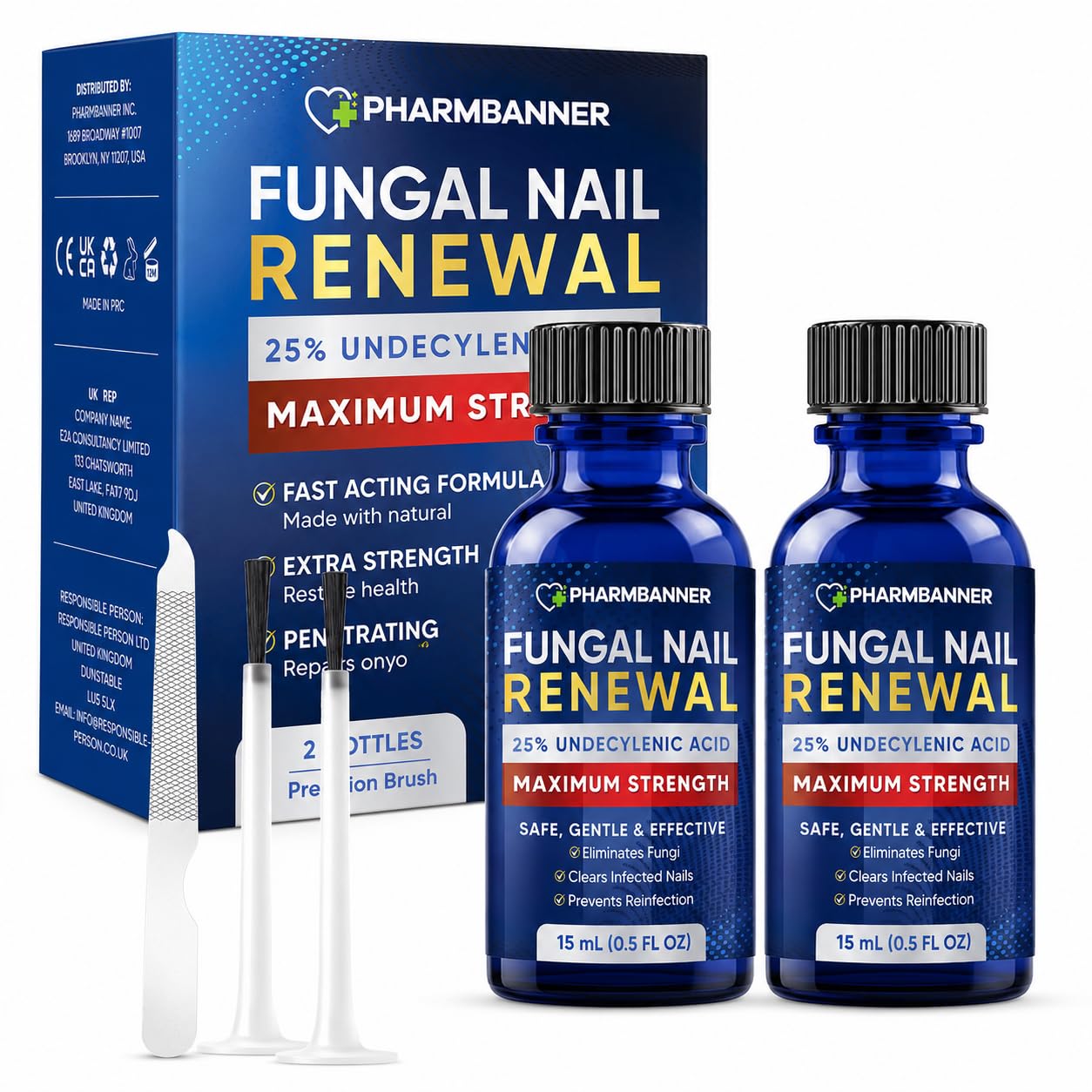 Toenail Fungus Treatment Extra Strength – 25% Undecylenic Acid, 2 Packs 0.5 Fl Oz (Pack of 2)