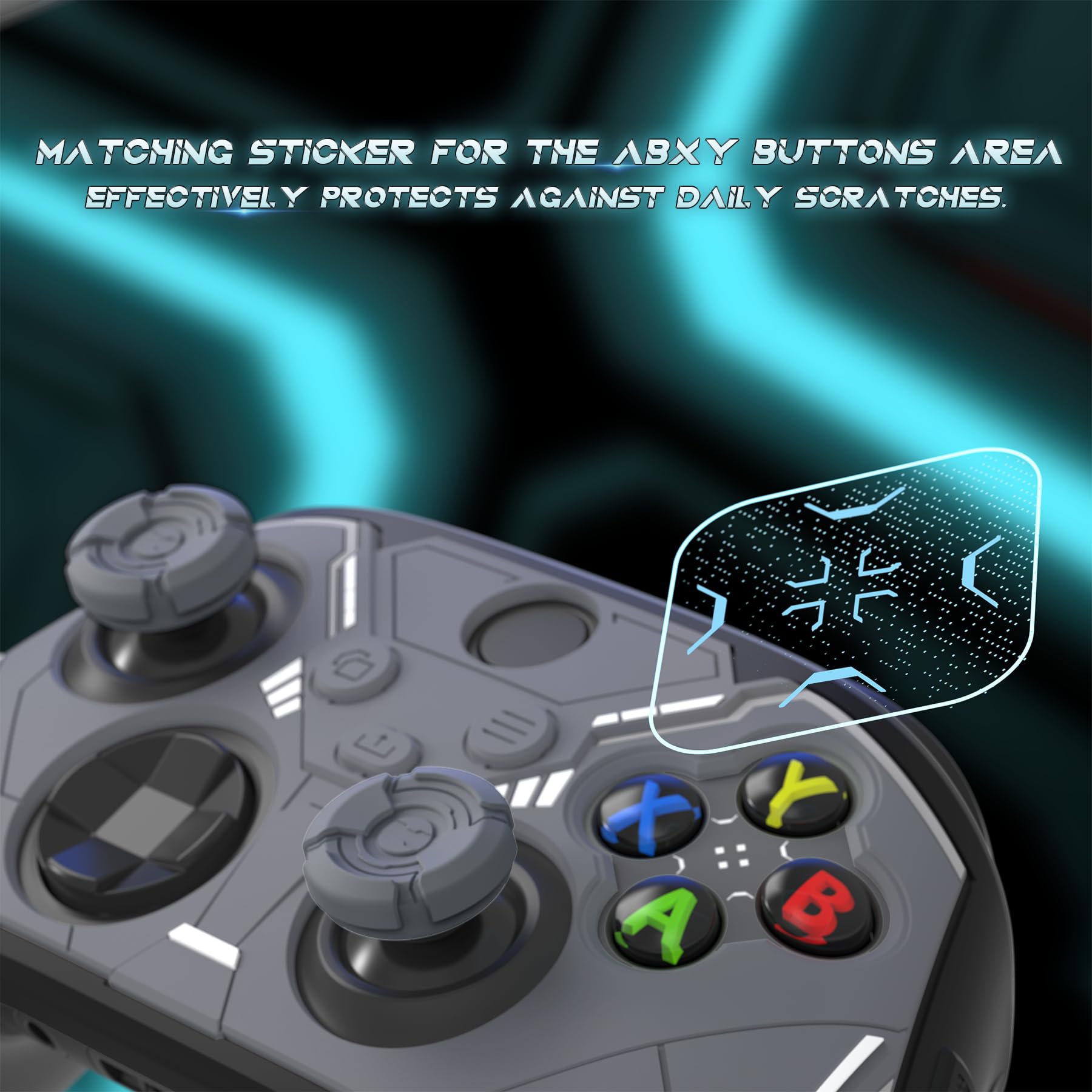 playvital Coque Manette pour Xbox Series X S avec Capuchon Joystick & Autocollant,Housse de Protection Silicone pour Xbox Core Wireless Controller Procetive Case-Noir&Gris Gunmetal,Mecha Stellaire