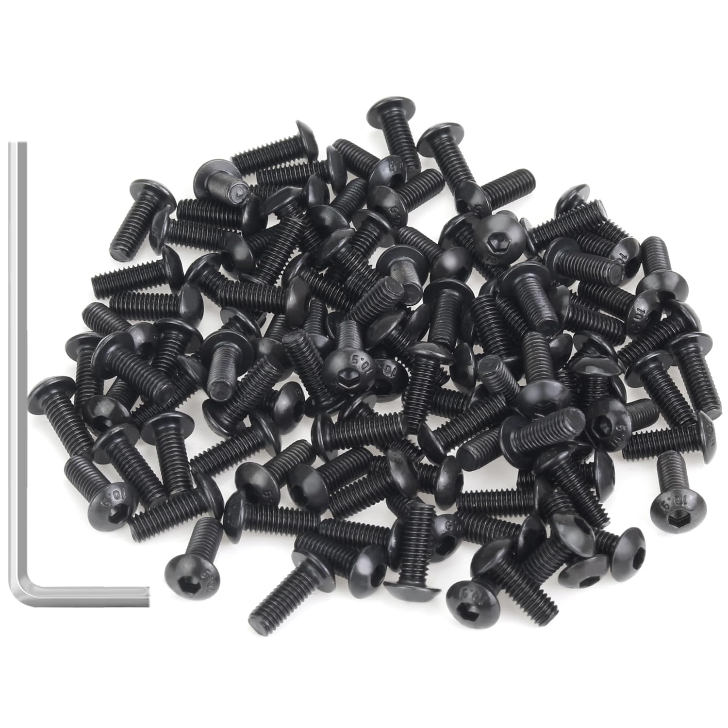 105 Pieces M3 x 8mm Button Head Socket Cap Screws, Thread Pitch 0.5mm, Sutemribor M3 Black Screws, 10.9 Grade Alloy Steel, Black Oxide Finish, Fully