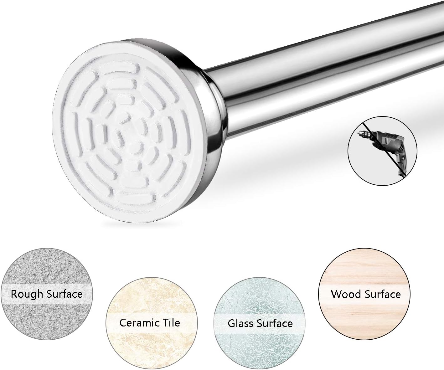 HBlife Tension Curtain Rod 50-81 inches, Never Rust Non-Slip Spring Tension Curtain Rod No Drilling Stainless Steel Curtain Rod Use Bathroom Kitchen Home : Home & Kitchen