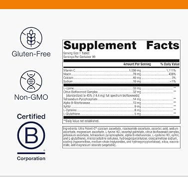 Metagenics Ultra Potent-C 1000 - Buffered Vitamin C Supplement with Antioxidant Support - Supports Immune Health, Collagen Formation & Stomach Comfort - Non-GMO & Gluten-Free - 90 Tablets