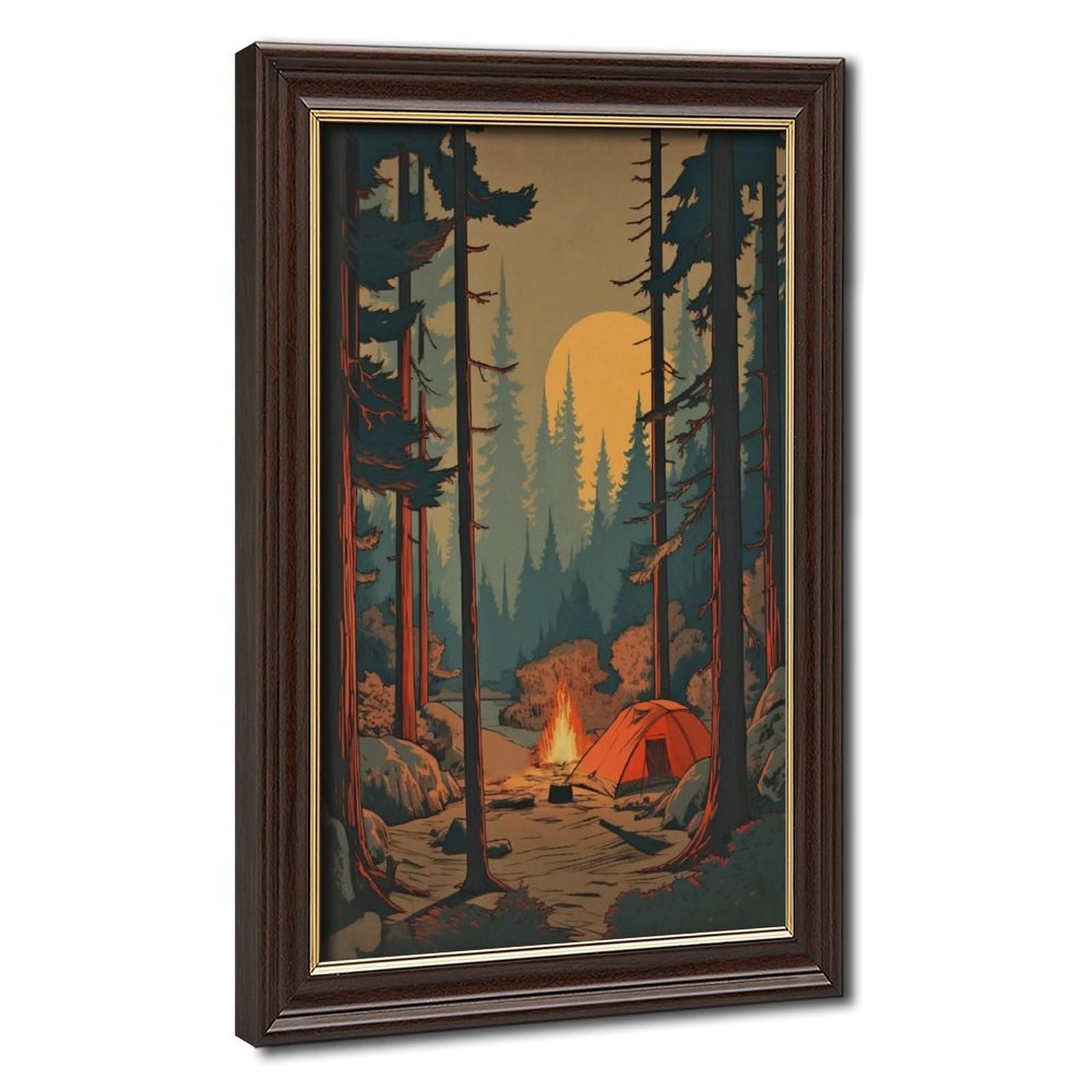 Bareronor Campfire Forest Canvas Poster for Dorm Room Decor Gift