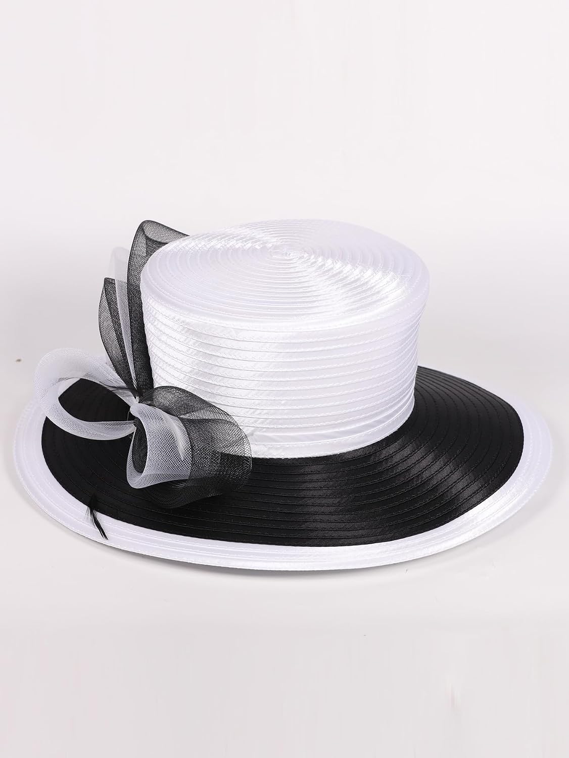 Cloth Strip Women's Wedding Hats Bowler Fedora Wide Brim - Derby & Tea Party Church Bridal Kentucky Hats Feather Flat Top
