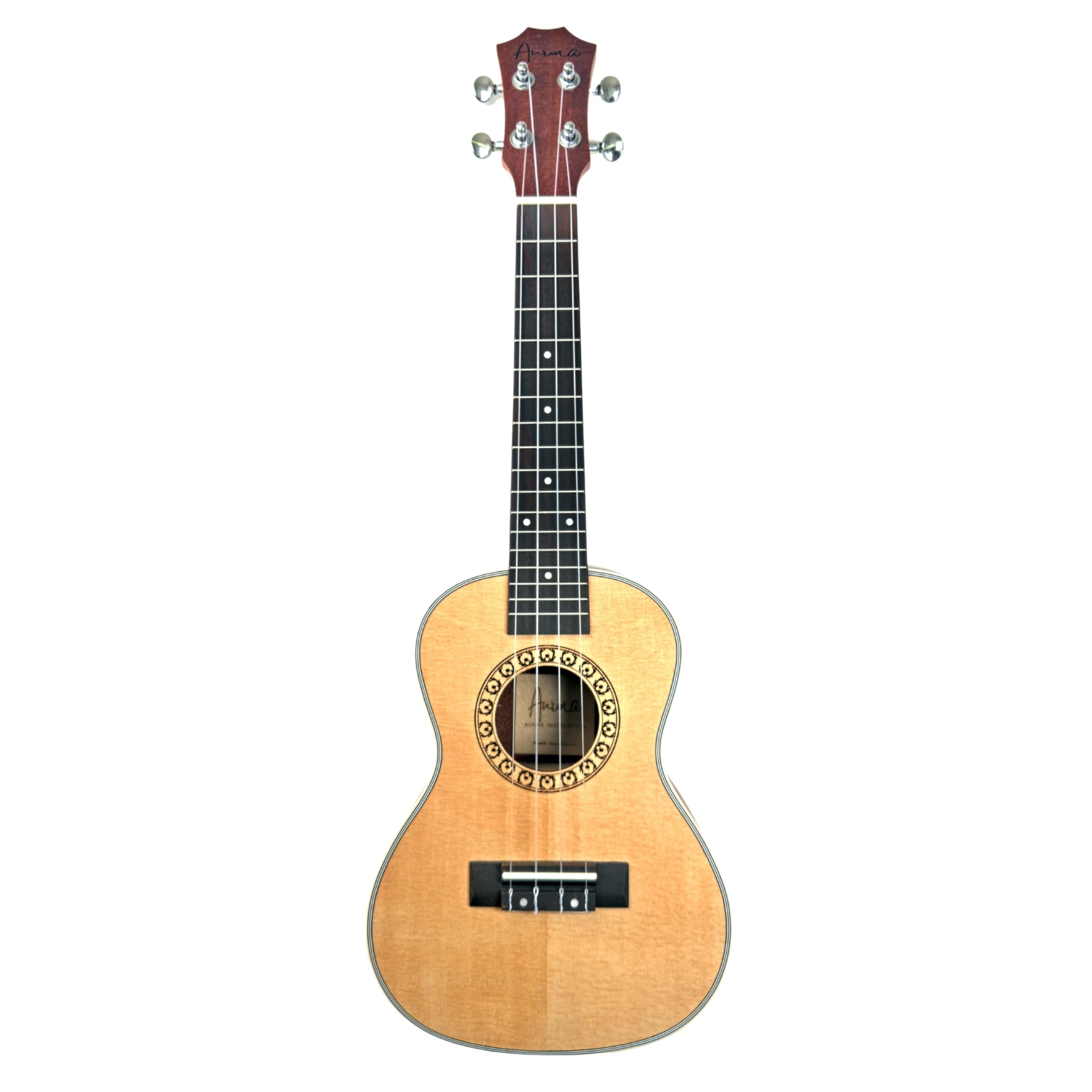 ANIMA Abeta Ukulele Concerto con tavola in abete e corpo in mogano – con custodia e metodo Ukulele per principianti e adulti
