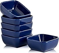 Vista 9 de Juego de cuencos de cerámica de 6,3 onzas de porcelana pequeños pequeños platos cuadrados para salsa de soja, buenos para salsa de tomate, soja
