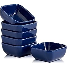 Ceramic Dipping Bowls Set of 6,3 Ounce Porcelain Small Mini Dip Bowl Square Soy Sauce Dish - Good for Tomato Sauce, Sushi Soy, BBQ,Charcuterie BoardNavy