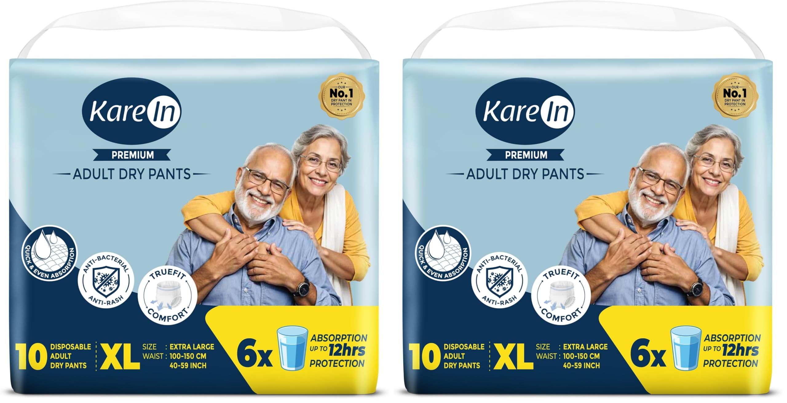 KareIn Premium Adult Diaper Pants, Extra Large 100-150 Cm (40"- 59"), 10 Count, Unisex, Leakproof, Elastic Waist, Wetness Indicator (Pack of 2)-picture-22