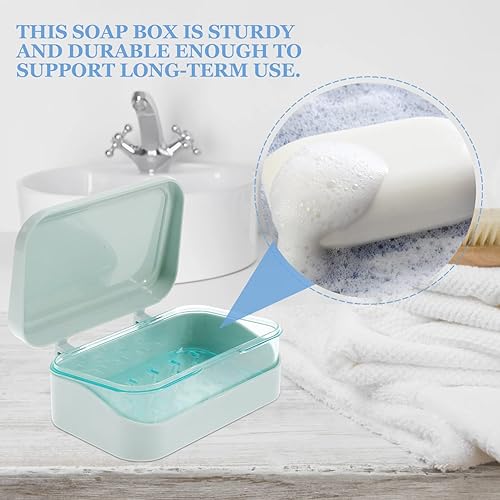 Miniatura 2 de DOITOOL Soporte de jabón abatible con tapa de drenaje, contenedor compacto de barra de jabón de 5 x 3 pulgadas para baño, cocina, caja de ahorro de