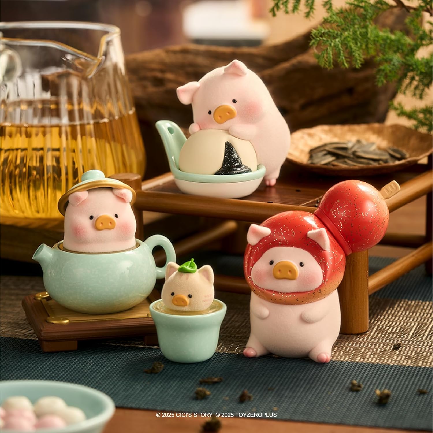 Lulu The Piggy Blind Box Figures -8Pcs Lu's Table Series Blind Boxes Mystery Box Cute Animal Figurines Collectibles Home Decorations Holiday Birthday Gifts, Whole Set