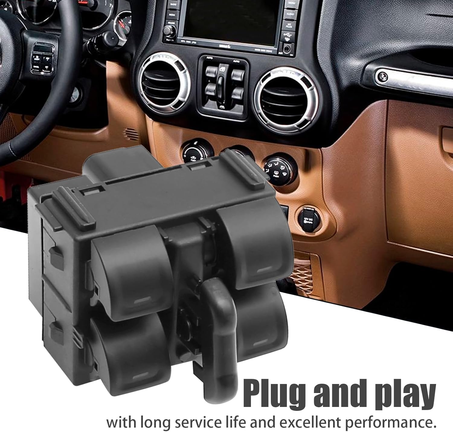 68057595AC Master Power Window Switch Front Left Driver Side Replacement for Jeep Wrangler 4-Door 2011 2012 2013 2014 2015 2016