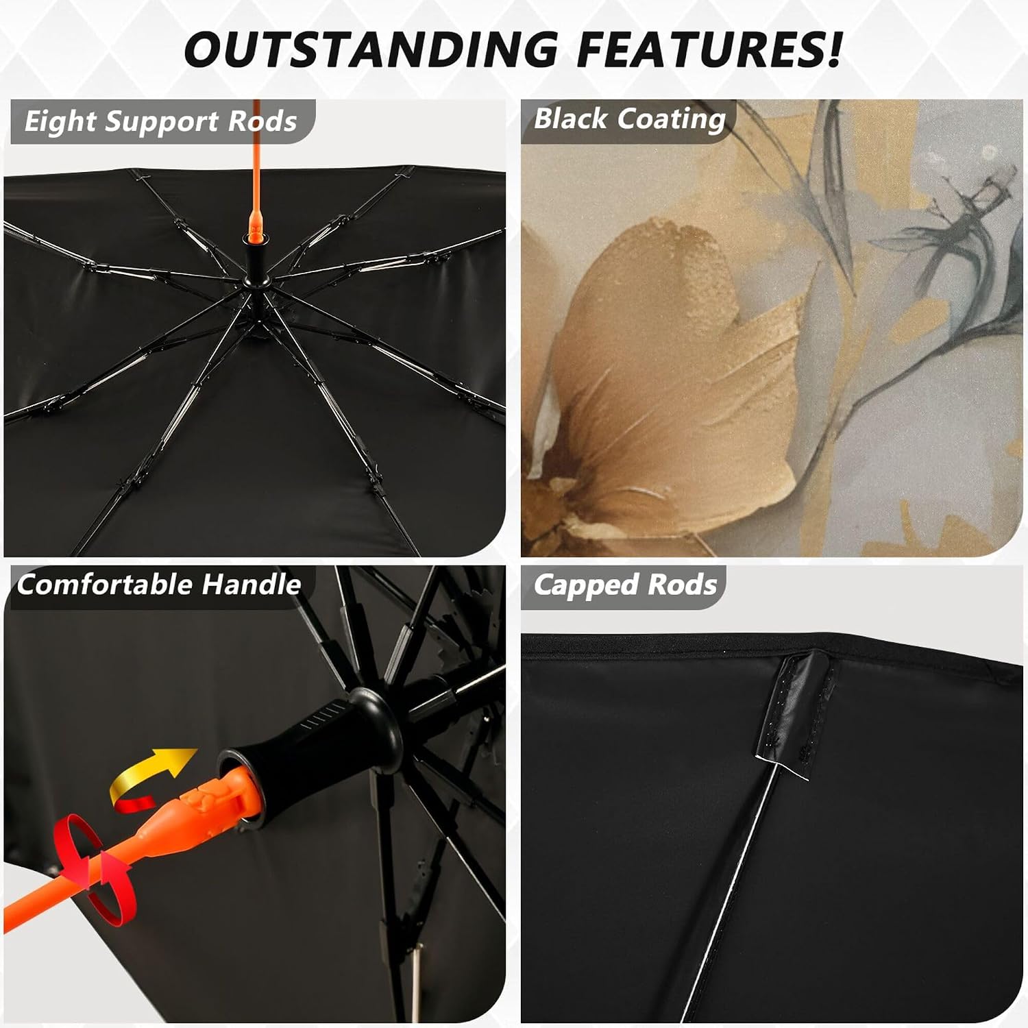 Car Umbrella Sun Shade Cover, Flowers and Hummingbirds Umbrella Sun Shade for Car Truck Window Front Windshield, Blocks UV Rays Sun Visor Protector Sun Heat Reflector to Keep Your Vehicle Cool