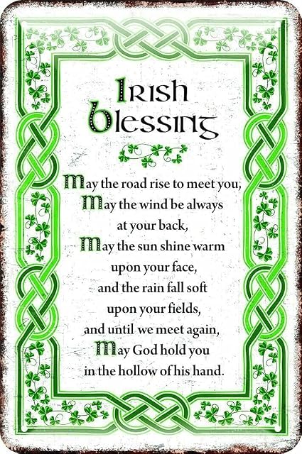Irish Blessing Retro Tin Signs For Office Home Classroom Kitchen Garage Bathroom Decor Gifts Gift Friends Cave Bar Club Home 6x8 Inch