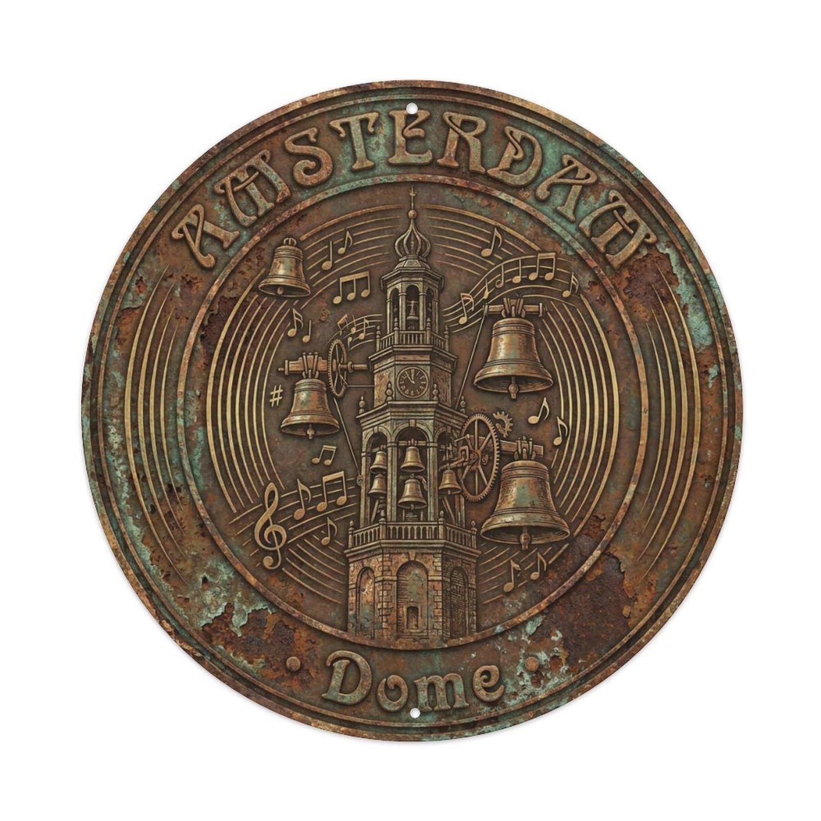 Vintage Travel Amsterdam Netherlands Belfry Metal Tin Sign