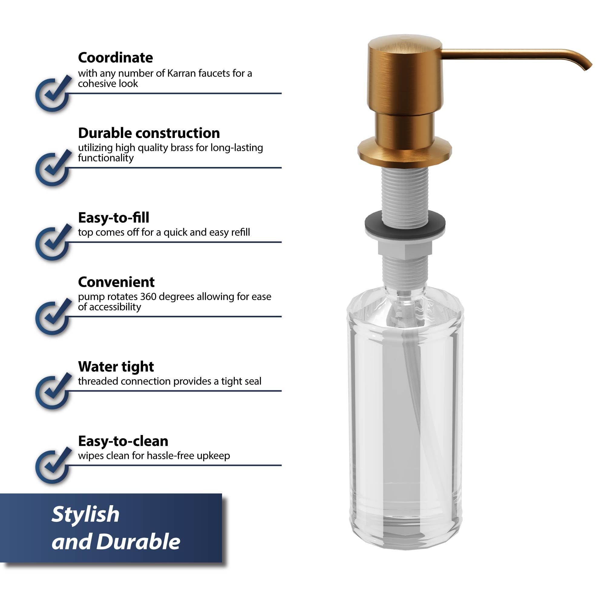 Karran SD25 Soap/Lotion Dispenser in Brushed Copper