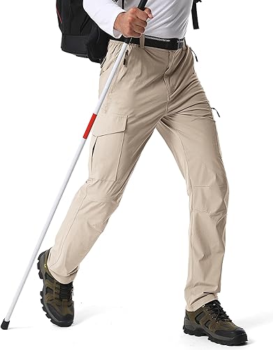 Pantalones de senderismo para hombre, ligeros, transpirables, con 6 bolsillos, para verano, casual, de secado rápido, impermeables, pantalones de