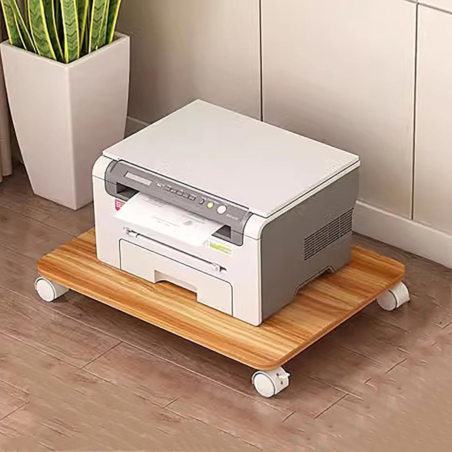 Soporte para Impresora con Ruedas con Bloqueo, Estante Compacto De Madera para Impresora Debajo del Escritorio, Ideal para Espacios Pequeños De Oficina Walnut 15.7W x 13.7D x 2.3H