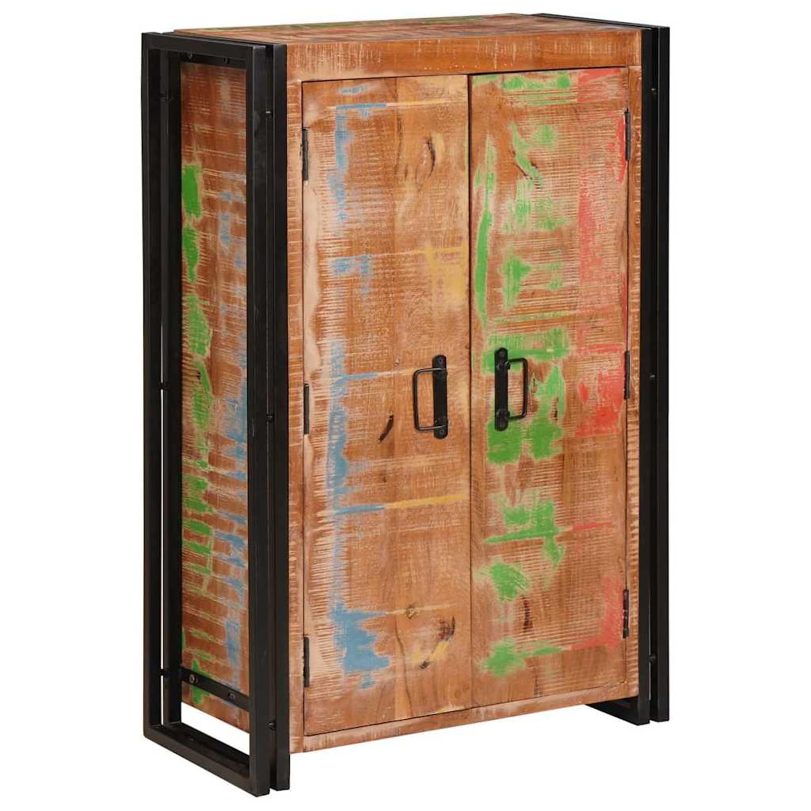 Industrieller Highboard mit Türen - Stauraum für Geschirr & Deko, Massivholz & Metall, Braun Model4104768