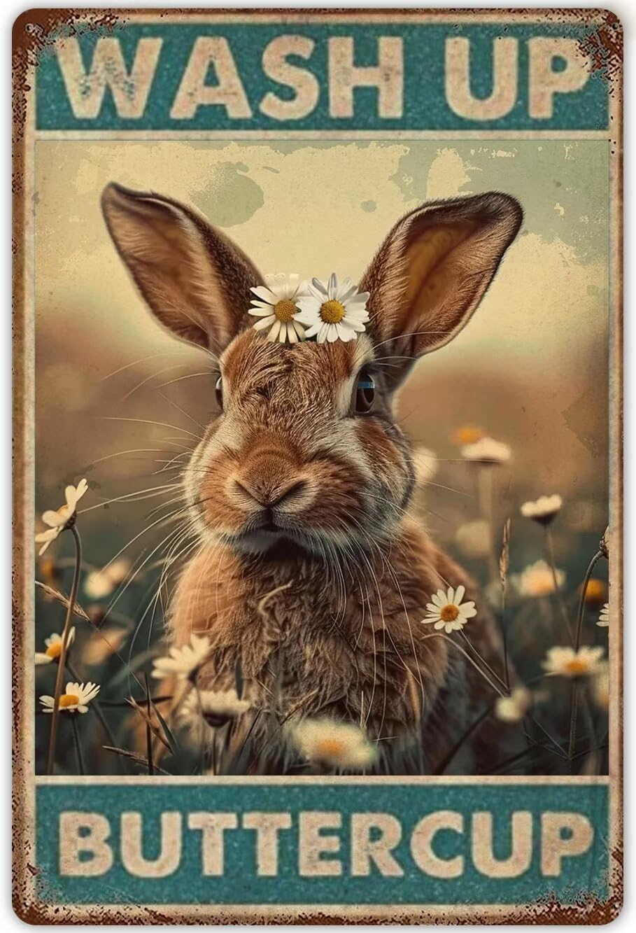 Anceky Rabbit Funny Bathroom Decor Paintings Canvas Wall Art Wash Up Buttercup Rabbit Poster Modern Art Prints Canvas Retro Wall Decor Club Bar People Cave Gym Decor Unframed 12x16 Inch