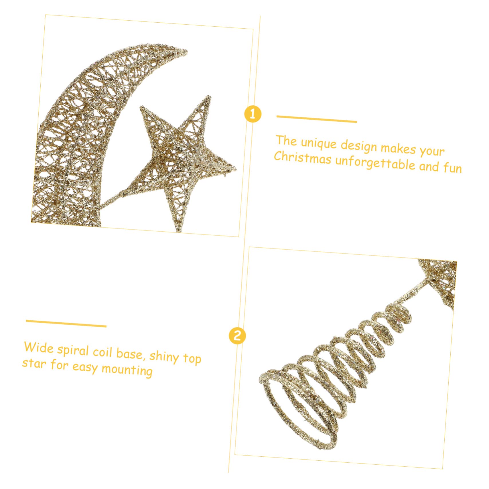 Amosfun 3st Weihnachtsbaumspitze Stern Weihnachtsbaum Stern Weihnachts Baumkrone Funkelnde -baumspitze Tisch Mini- Dekoration Schmiedeeisen Golden
