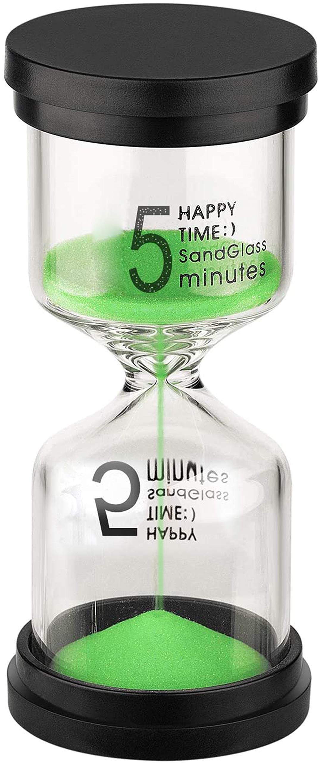 SuLiao 5 Minute Hourglass: Green Sand Clcok Timer, Colorful Sand Watch 5 Min, Plastic Reloj De Arena 5 Minutos, Large Hour Glass Sandglass for Toddler, Kitchen, Games, Classroom, Decor