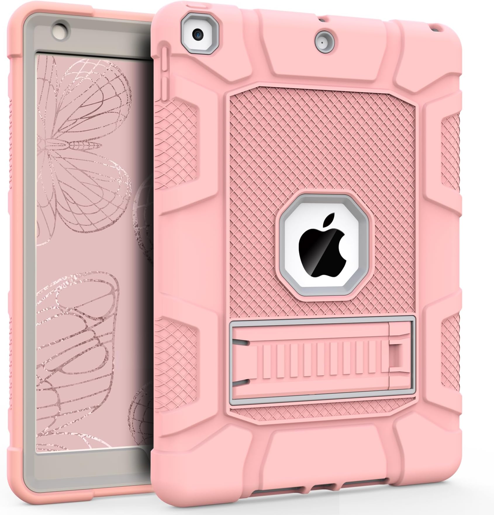 Rantice iPad 9th Generation Case, iPad 8th Generation Case, iPad 7th Generation Case, Hybrid Shockproof Rugged Drop Protection Cover with Kickstand for iPad 10.2'' (Rose Gold)