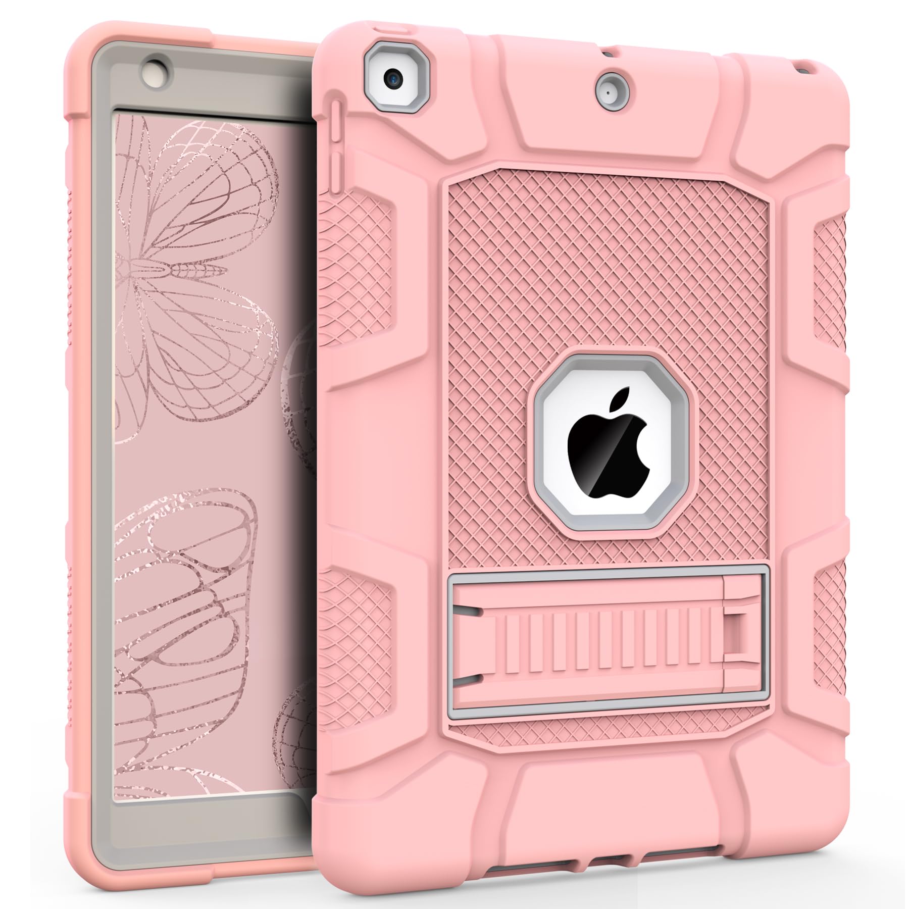 Rantice iPad 9th Generation Case, iPad 8th Generation Case, iPad 7th Generation Case, Hybrid Shockproof Rugged Drop Protection Cover with Kickstand for iPad 10.2'' (Rose Gold)