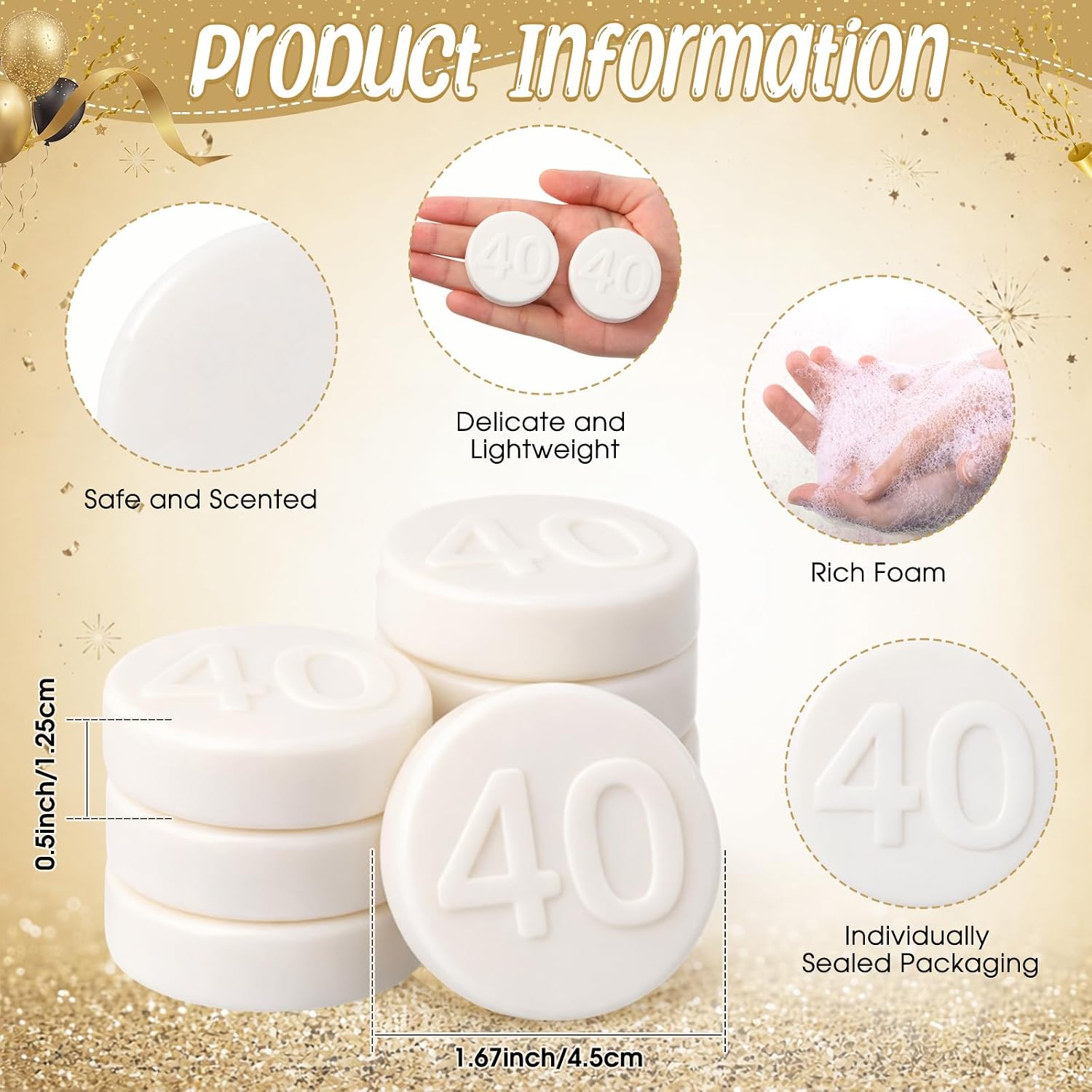 Leelosp 50 Set 40th Birthday Party Favor for Guest Hand Soap image 2