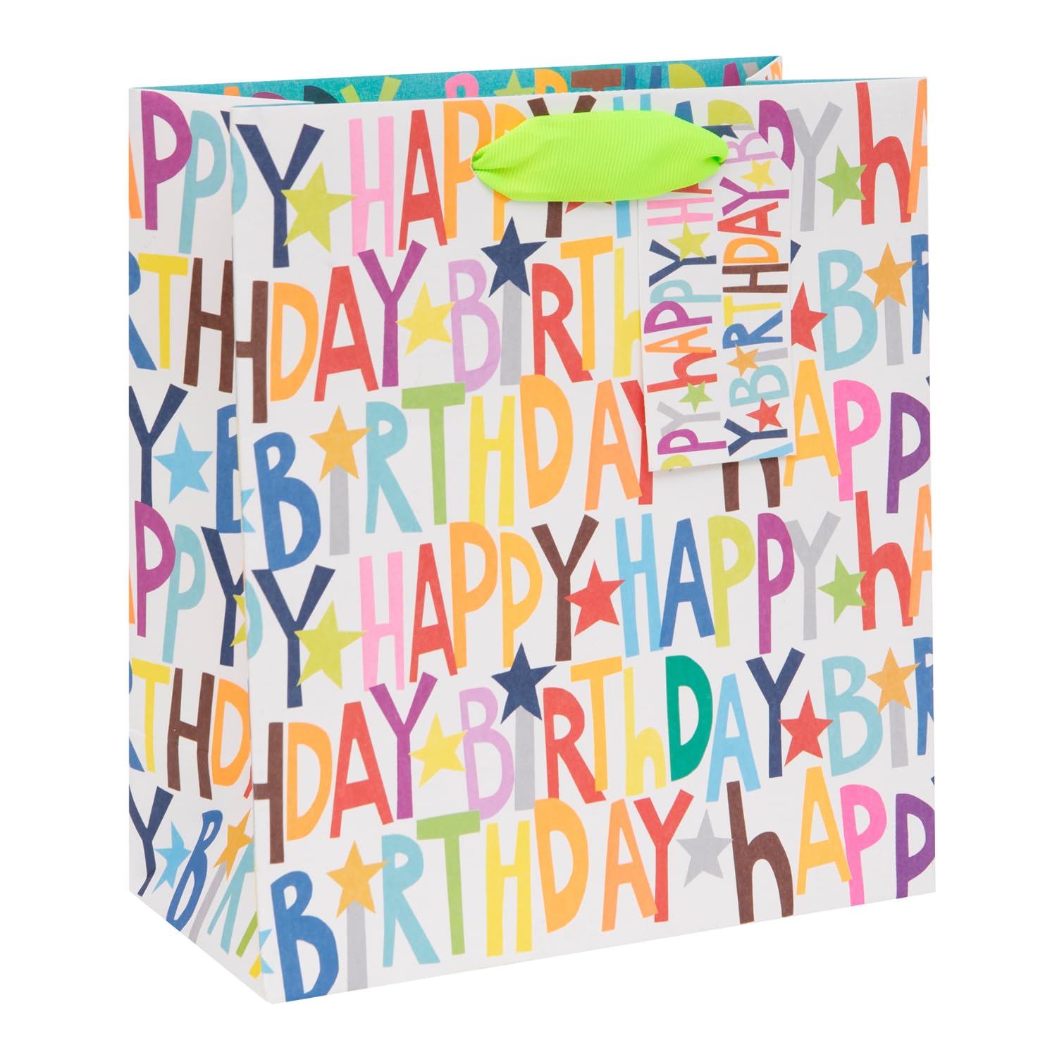 Glick Luxury Medium Gift Bag, Happy Birthday Design, 200x225x100mm, Multi-Coloured