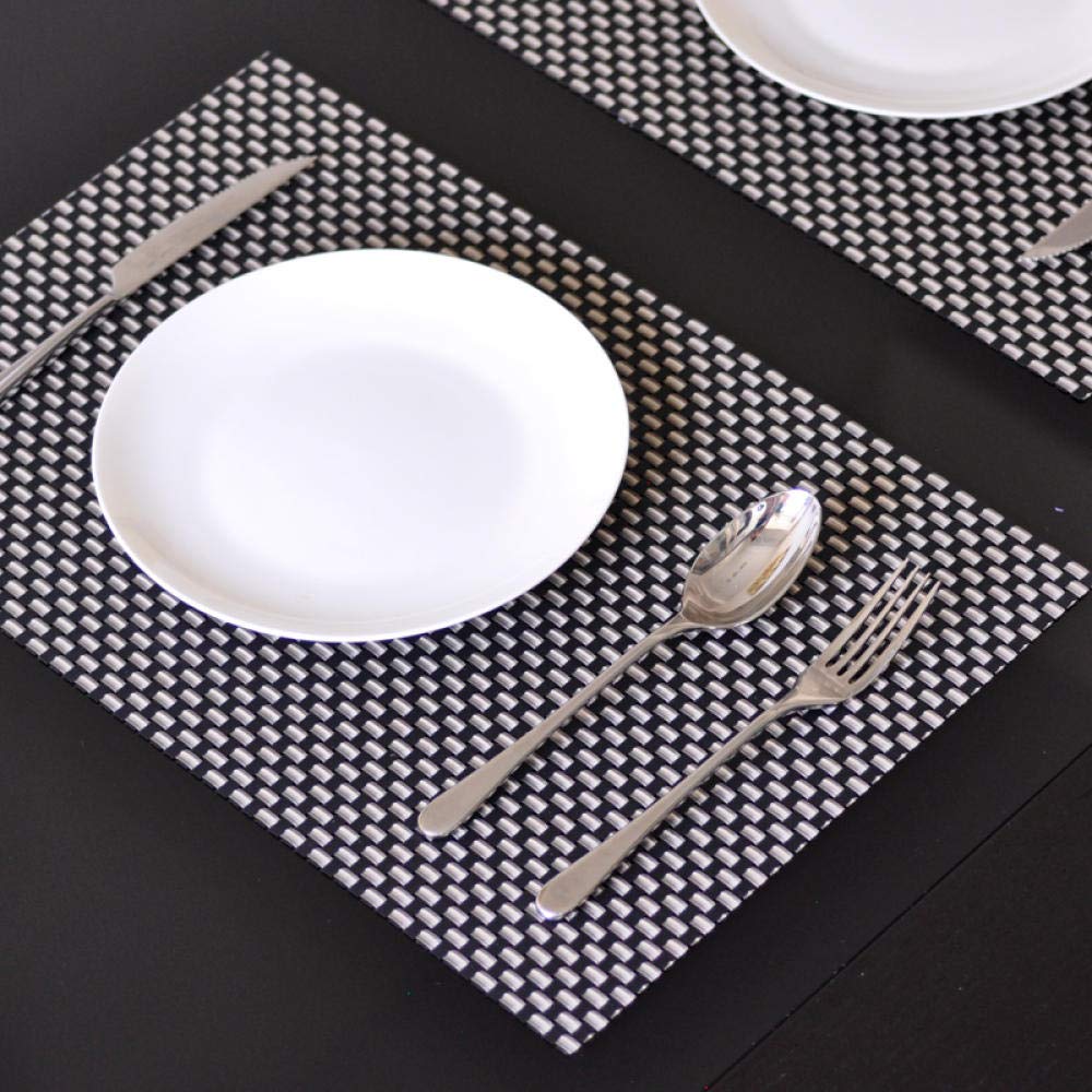 Tischset for den Außenbereich, Kinder-Esstischmatte, Isoliermatte, PVC-Tischmatte, Grove Gray,Hitzebeständige Tischsets(8 Woven Black Gold)