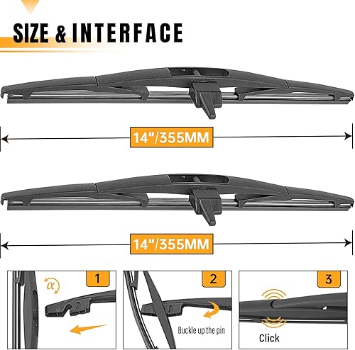 Miniatura 2 de AUTOBOO 76730-SZA-A02 Repuesto para limpiaparabrisas trasero Honda Pilot 2009-2015, 2 piezas de limpiaparabrisas trasero de 14 pulgadas