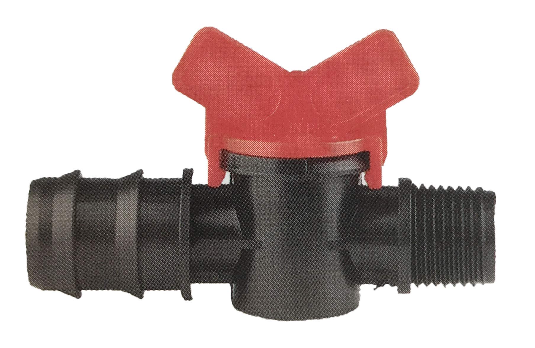 Drip Valve Hose Barb Connector,PE Pipe External Thread Irrigation Tube Fitting Switch Hose Connectors,V/Butterfly Handle (Size: Φ25mm x 1/2", Pack of 10)